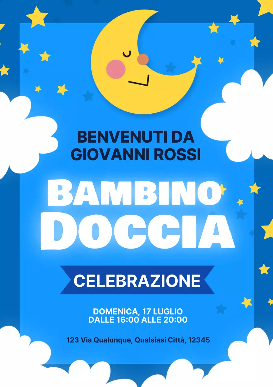 Blu bianco semplice fantasia Baby Shower Celebrazione Messaggio di benvenuto