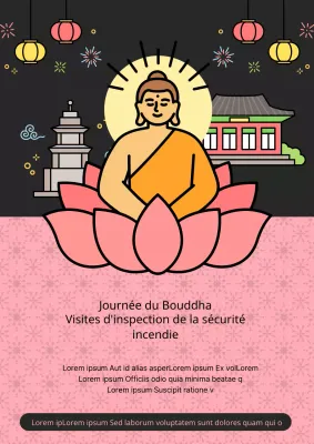 Avis d'inspection de sécurité incendie pour le Nouvel An chinois noir et rose