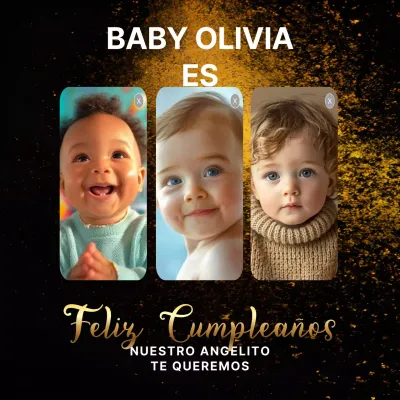 Folleto de feliz cumpleaños en dorado y negro