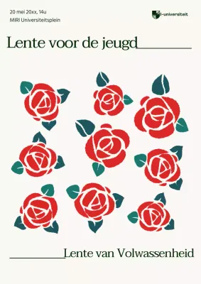 Eenvoudige rode en groene poster voor een volwassenwordingsevenement