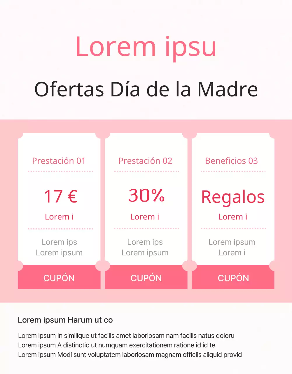 Bonito anuncio de oferta del Día de la Madre en rosa y marfil