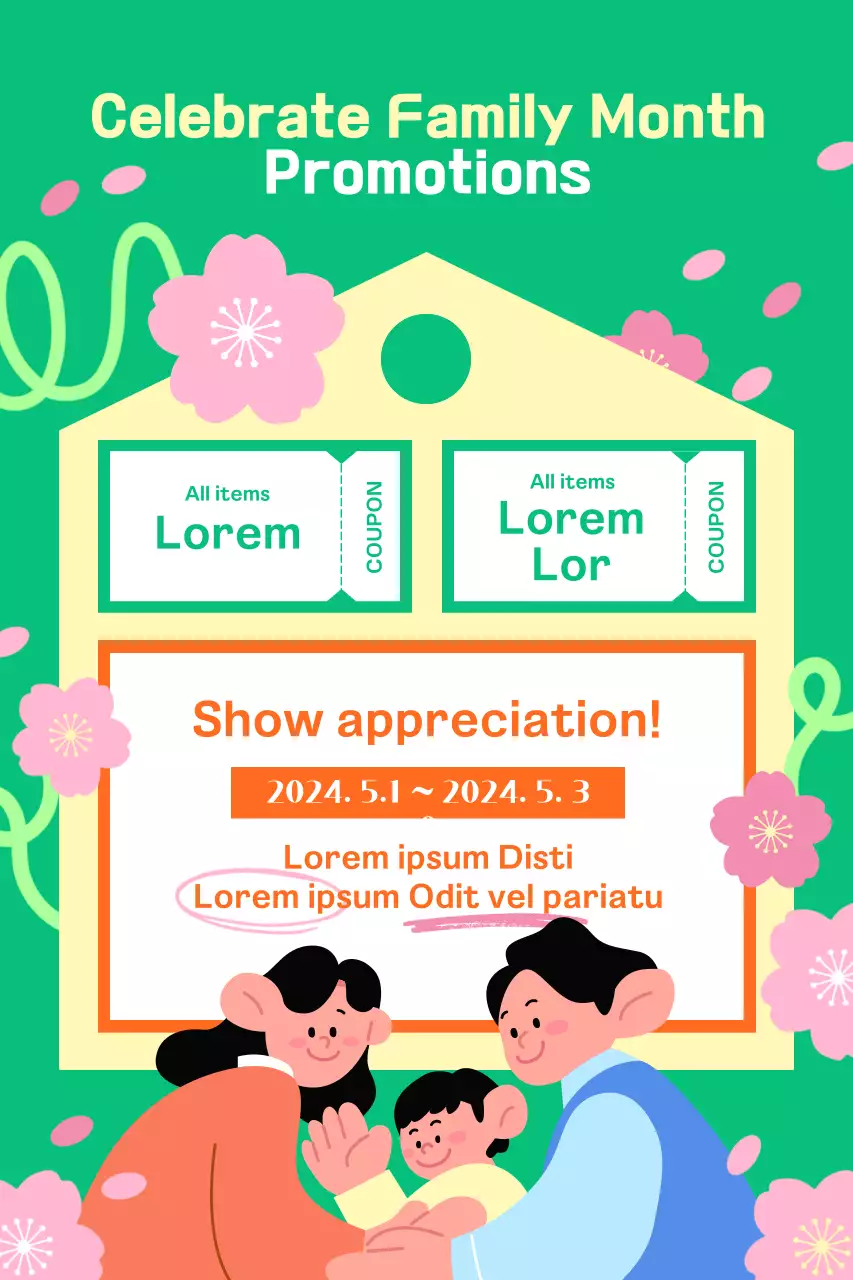 Family History Month banner with cherry blossoms in the background