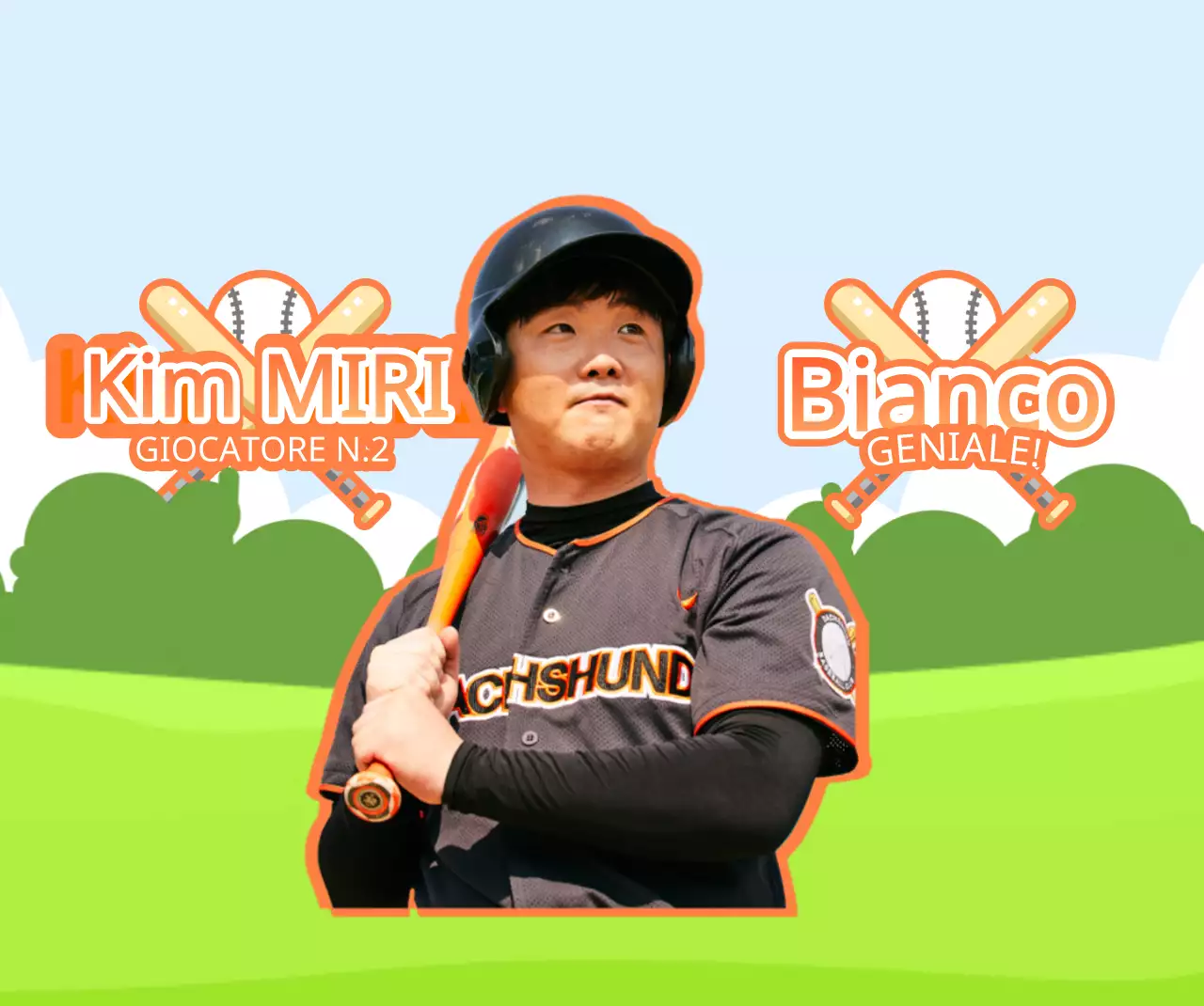 Arancione e verde campo da baseball illustrazione concetto di tifo