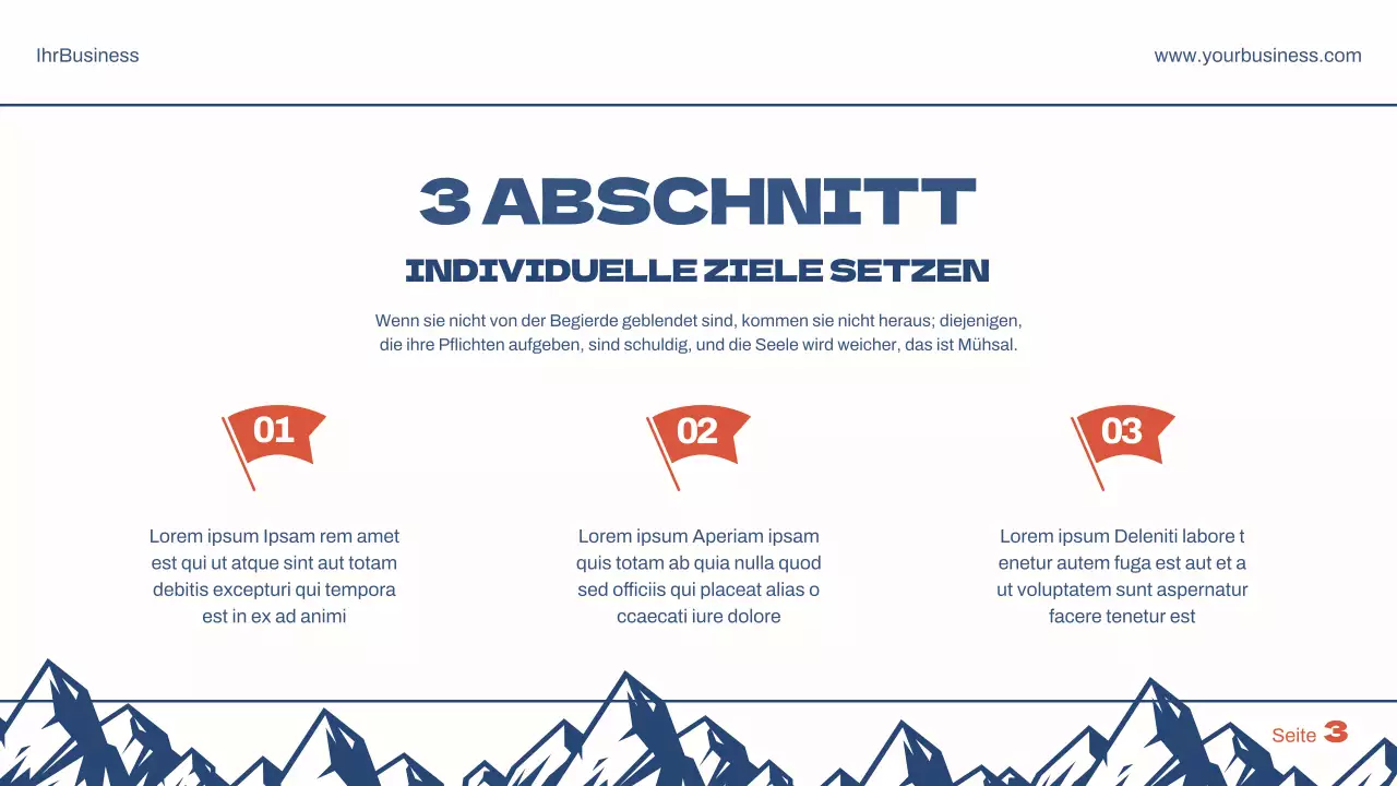 Blau Rot Einfache Geschäftspräsentation für Ziele Plan