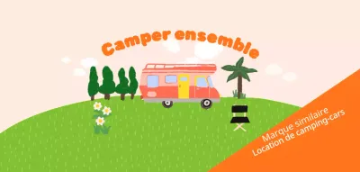 Camping joyeux et lumineux avec des illustrations dessinées à la main