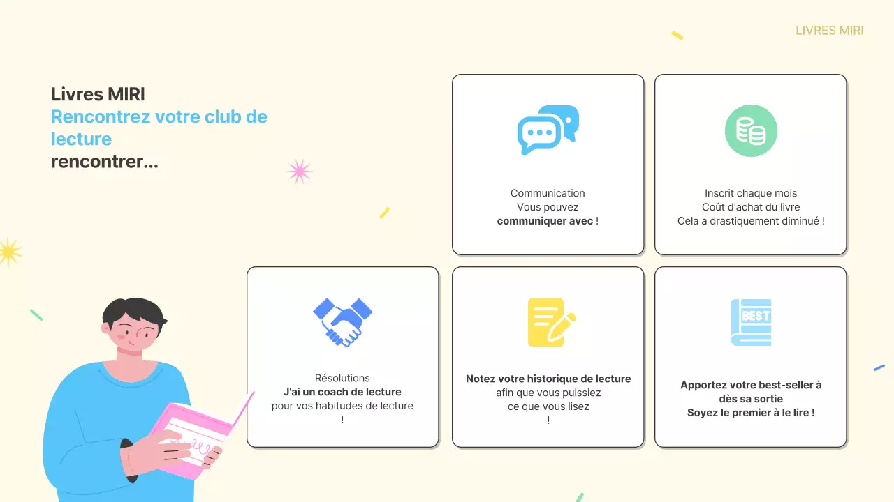 Promouvoir l'adhésion à un club de lecture jaune et bleu clair