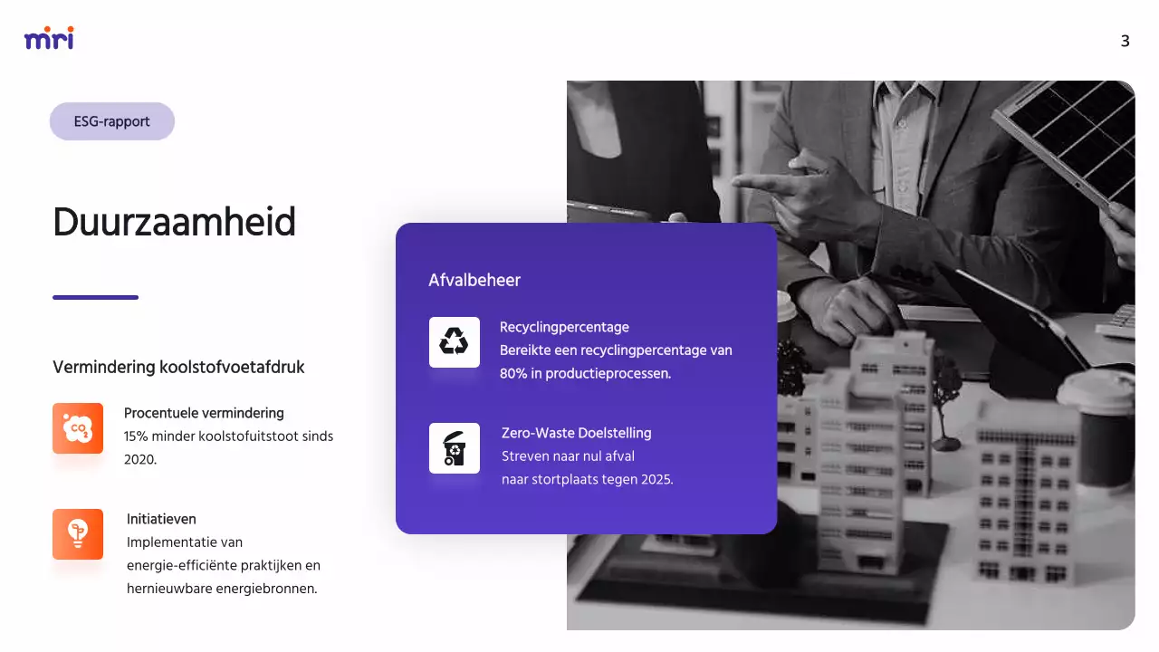 Paars en Oranje Modern ESG-bedrijfsrapport