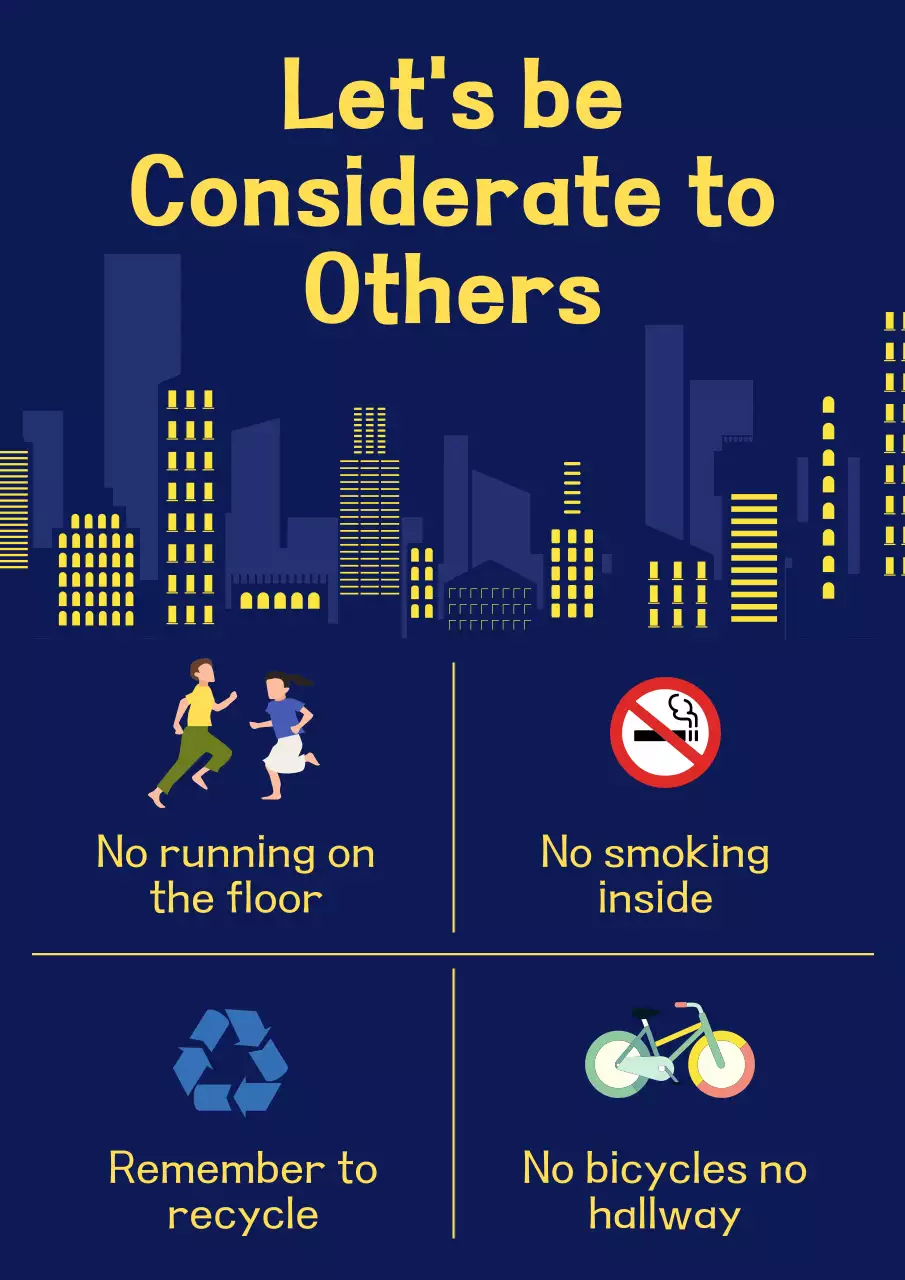 Navy Modern Etiquette Notice Poster