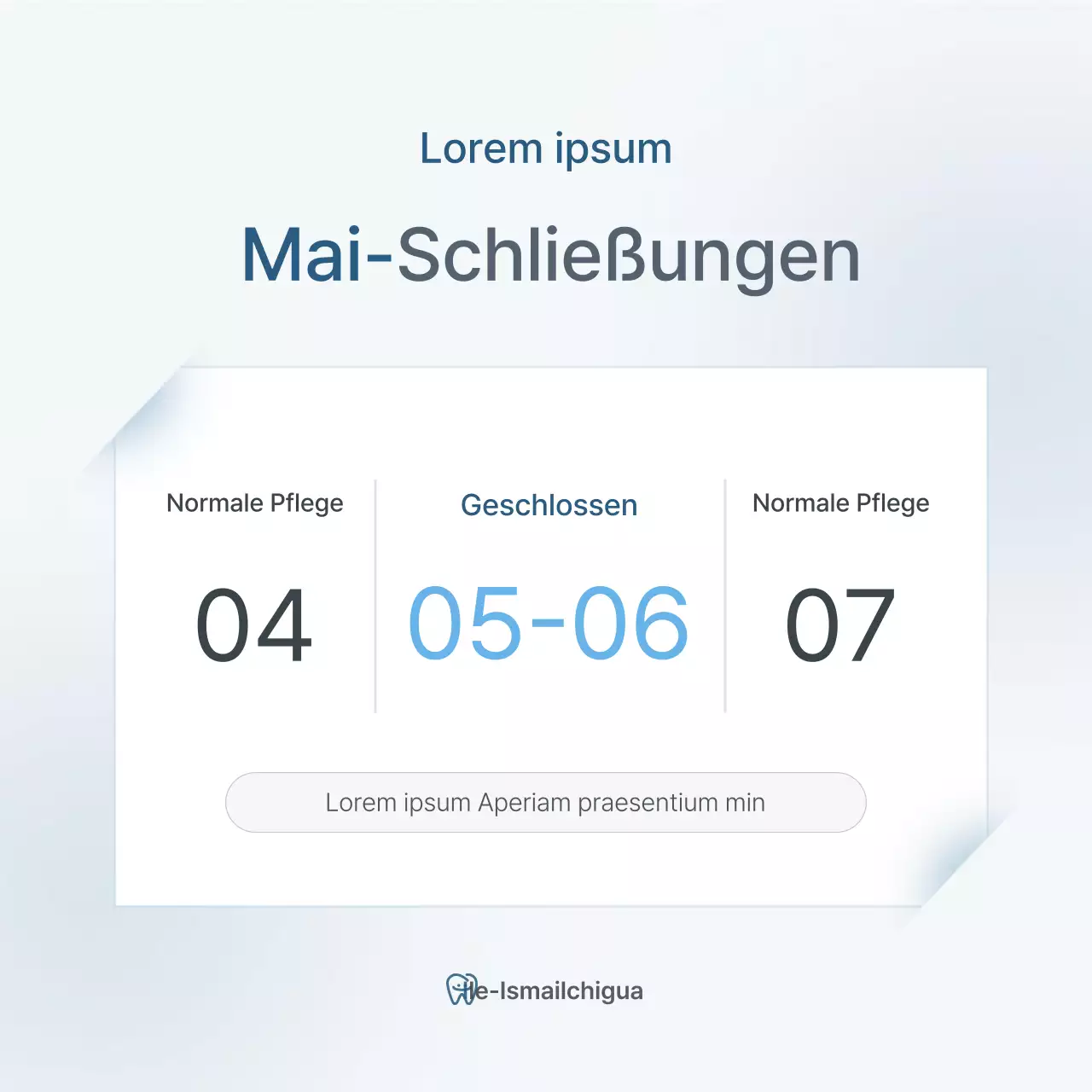 Förderung einer einfachen weißen und hellblauen Zahnklinik zur Werbung für die Praxis