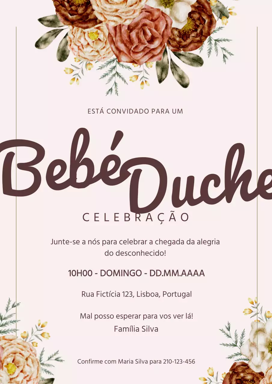 Cartão de convite natural elegante bege para o chá de bebé