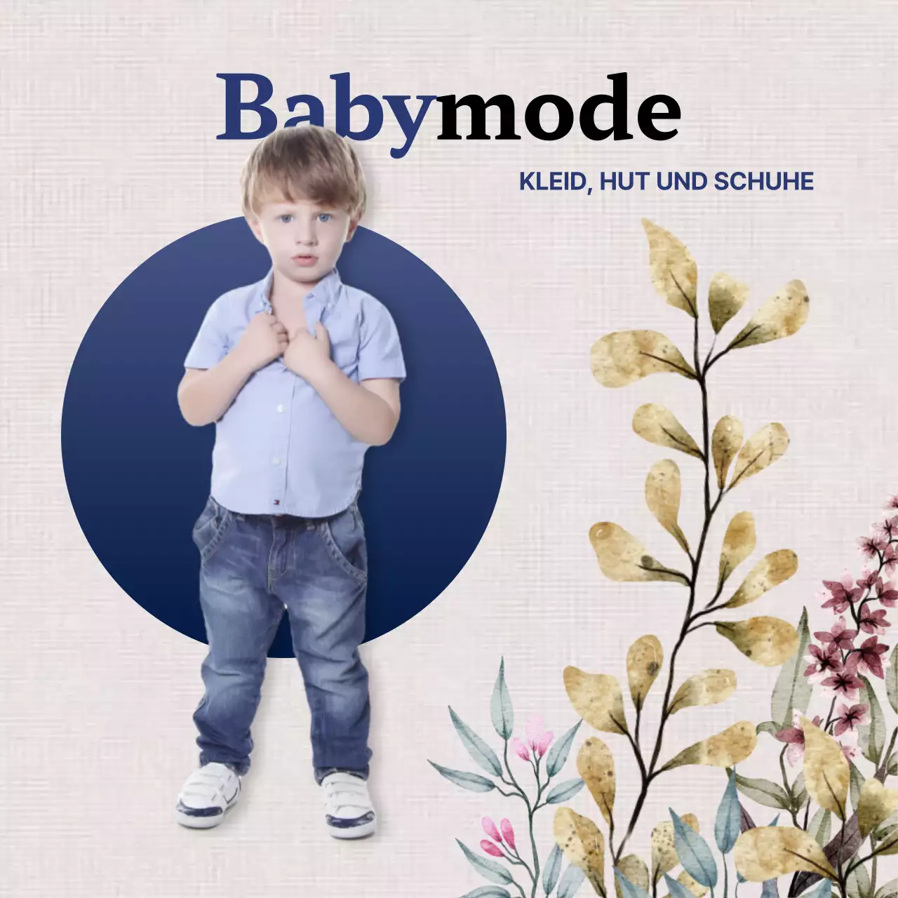 Blauer und beiger Flyer für moderne Babymode