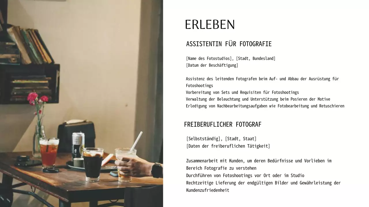 Schwarz-Weiß Modern Photographer Einführung Portfolio