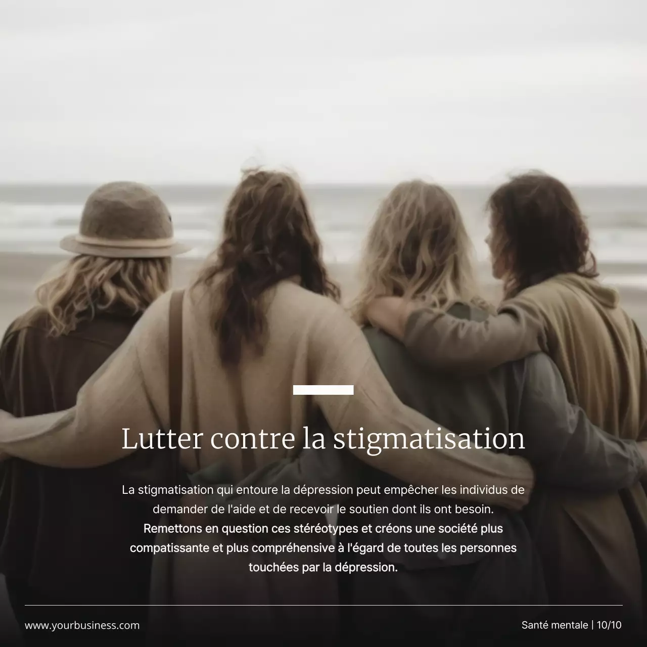 Publicité pour la campagne de santé mentale minimale en noir et blanc