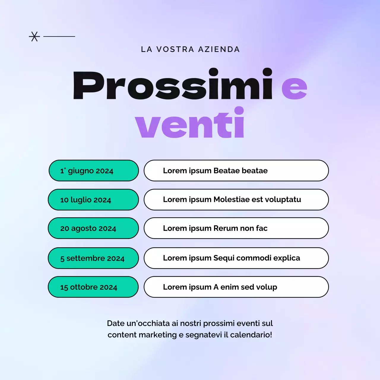 Pubblicità moderna di marketing dei contenuti in nero e viola