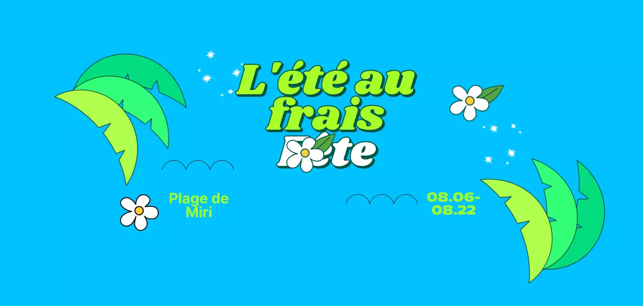 Un festival d'été frais et rafraîchissant avec des palmiers et des fleurs