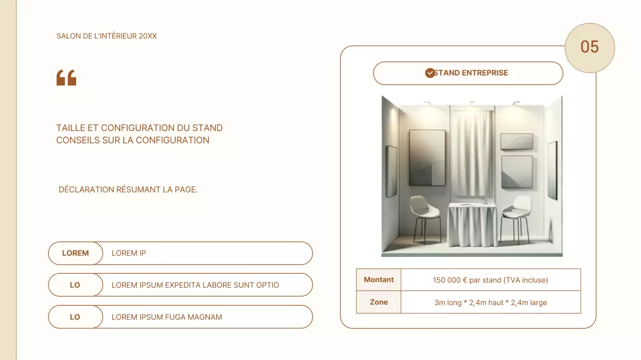 Proposition de salon d'intérieur simple en beige et marron