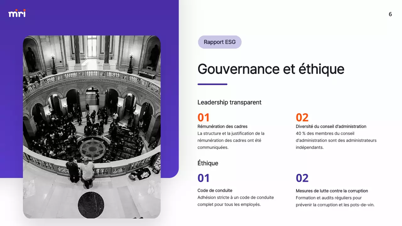 Rapport d'entreprise moderne du GSE pourpre et orange