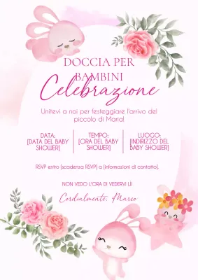 Invito per baby shower di tendenza rosa e verde