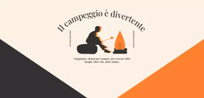 Design da campeggio con illustrazione di una persona che arrostisce marshmallow