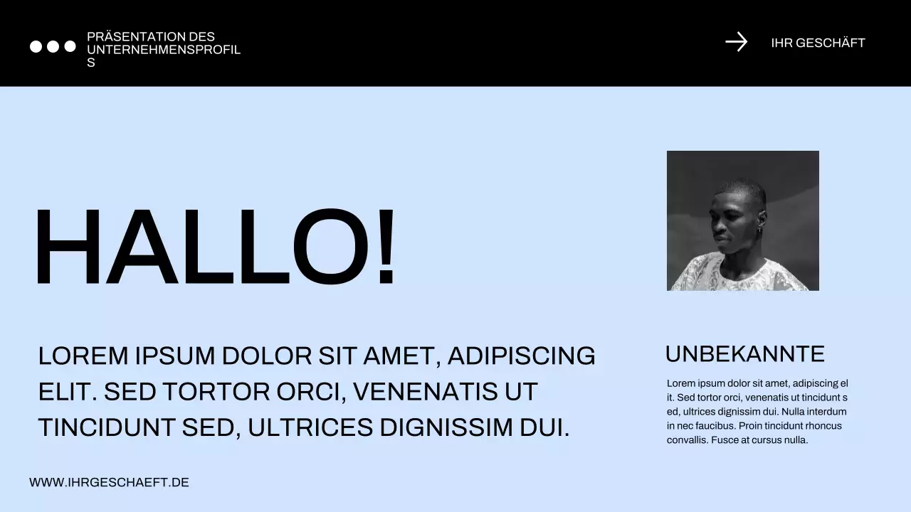 Blaues und schwarzes Minimal Business Profil