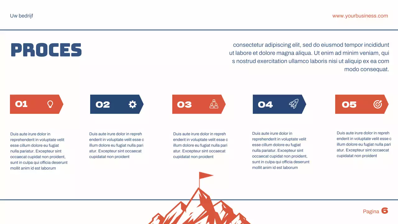 Blauw Rood Eenvoudige Bedrijfspresentatie voor Doelenplan