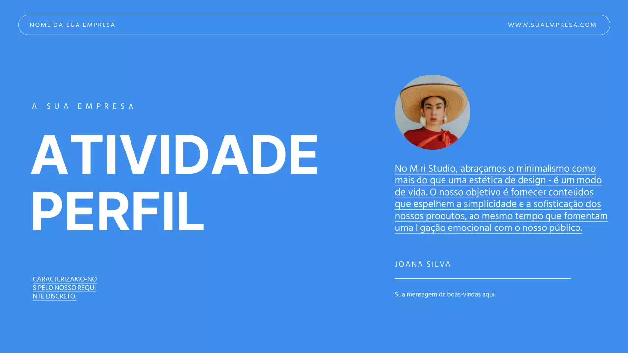 Apresentação da empresa Blue Minimal Business