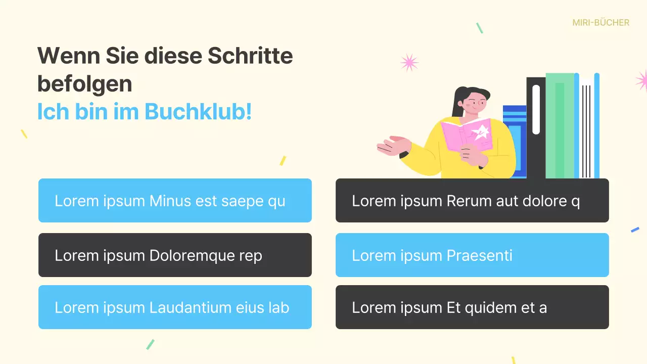 Werbung für die Mitgliedschaft in einem gelben und hellblauen Buchclub