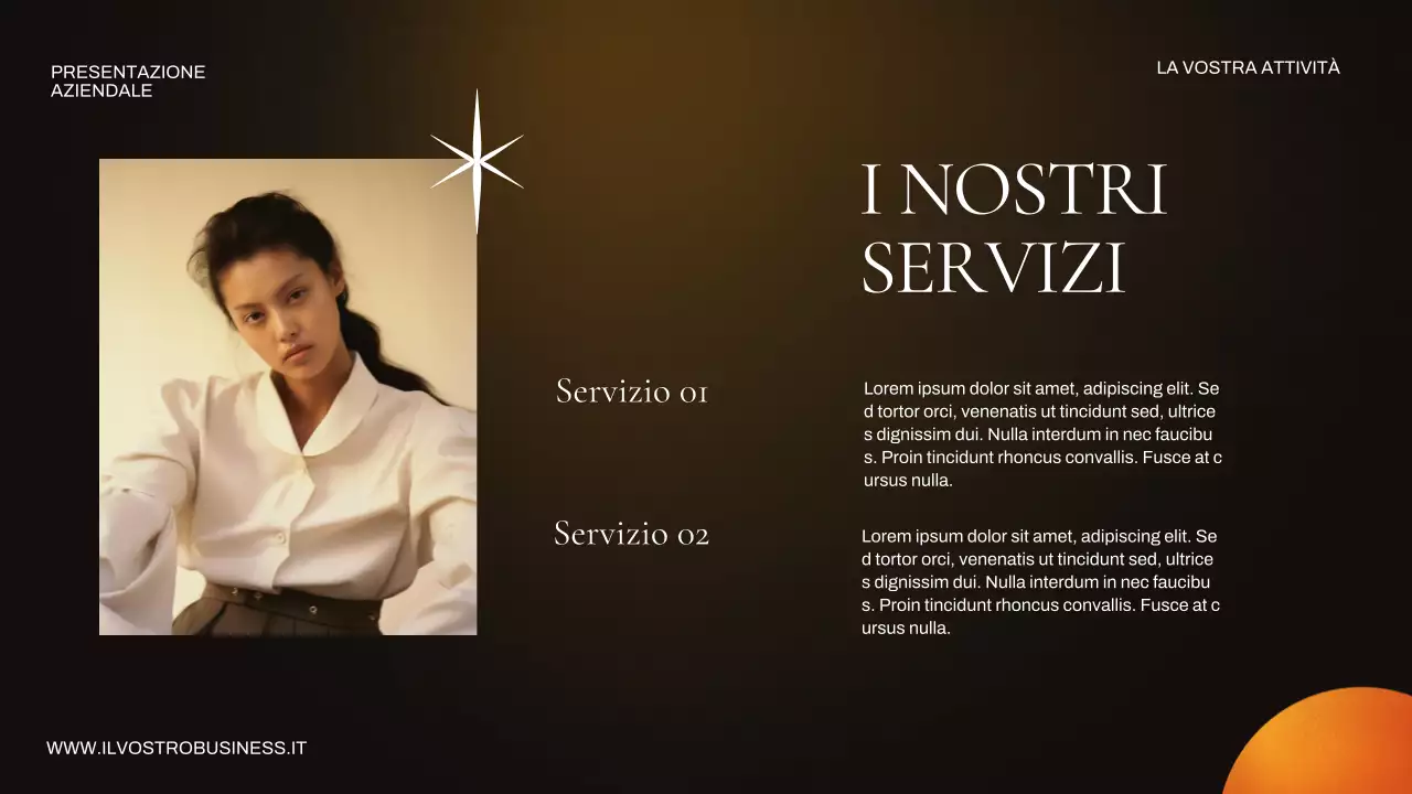 Presentazione aziendale arancione e marrone