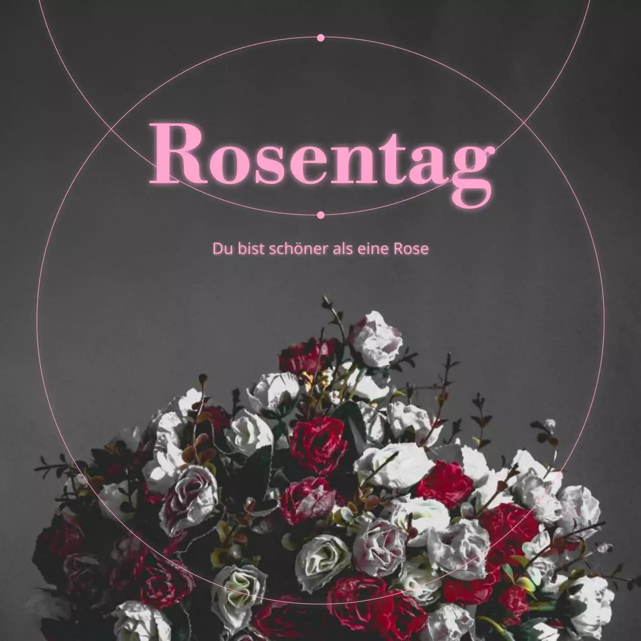 Eine klassische Post zum Rosentag in Schwarz-Weiß und Rosa
