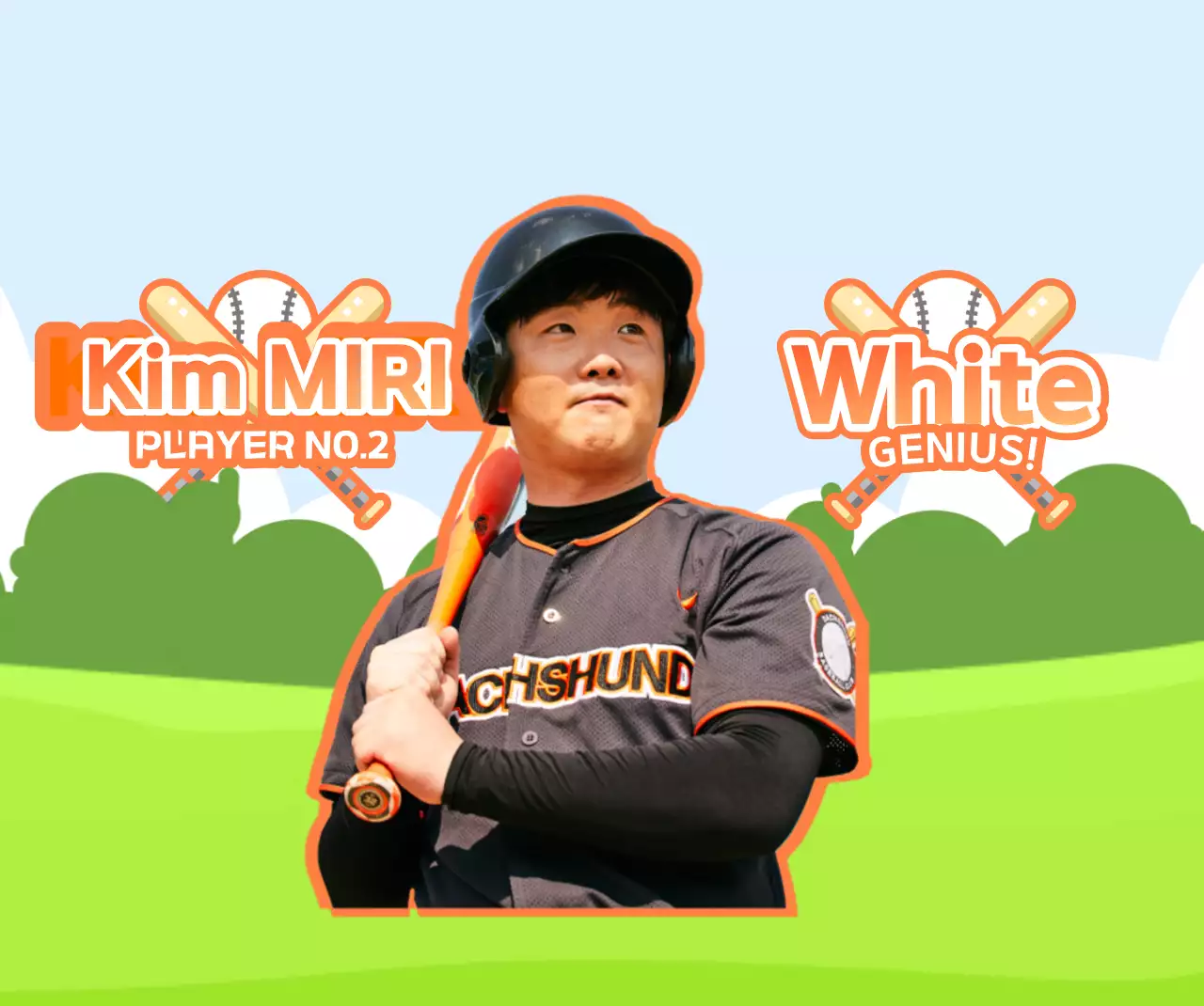 Ilustração de um campo de basebol laranja e verde, conceito de claque