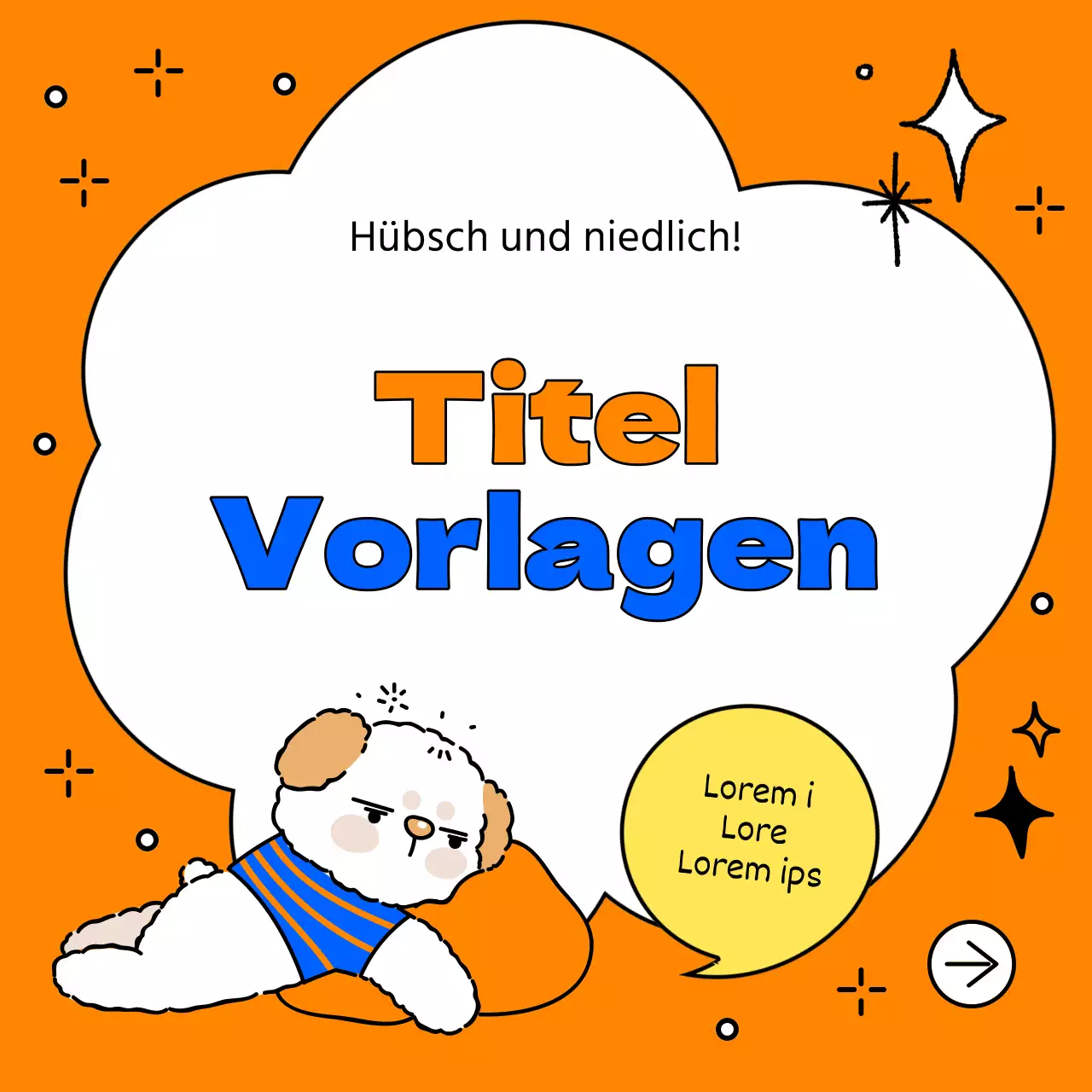 Niedlicher Titelrahmen in Orange und Rosa