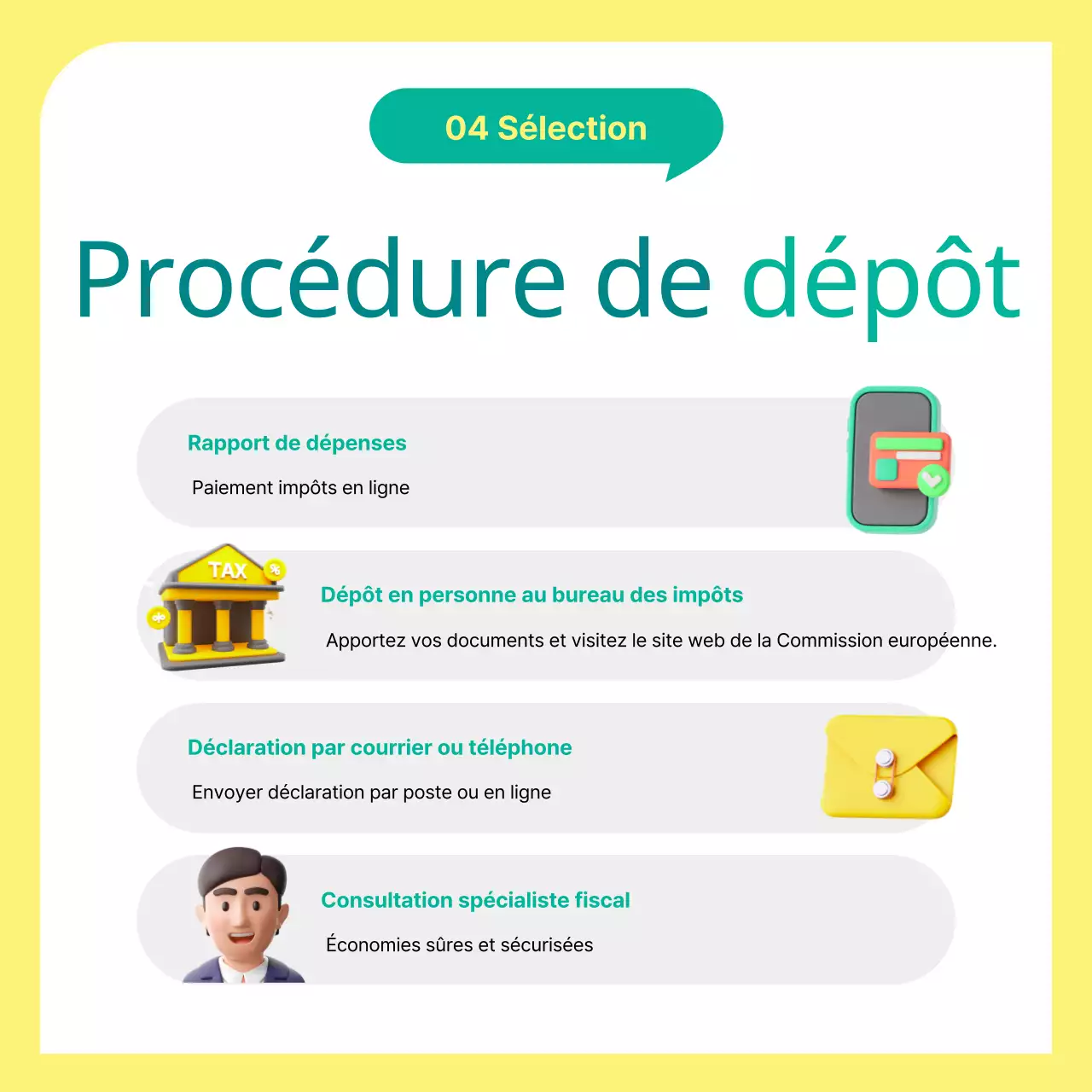 À propos de la déclaration d'impôt sur le revenu global jaune et vert, mignon