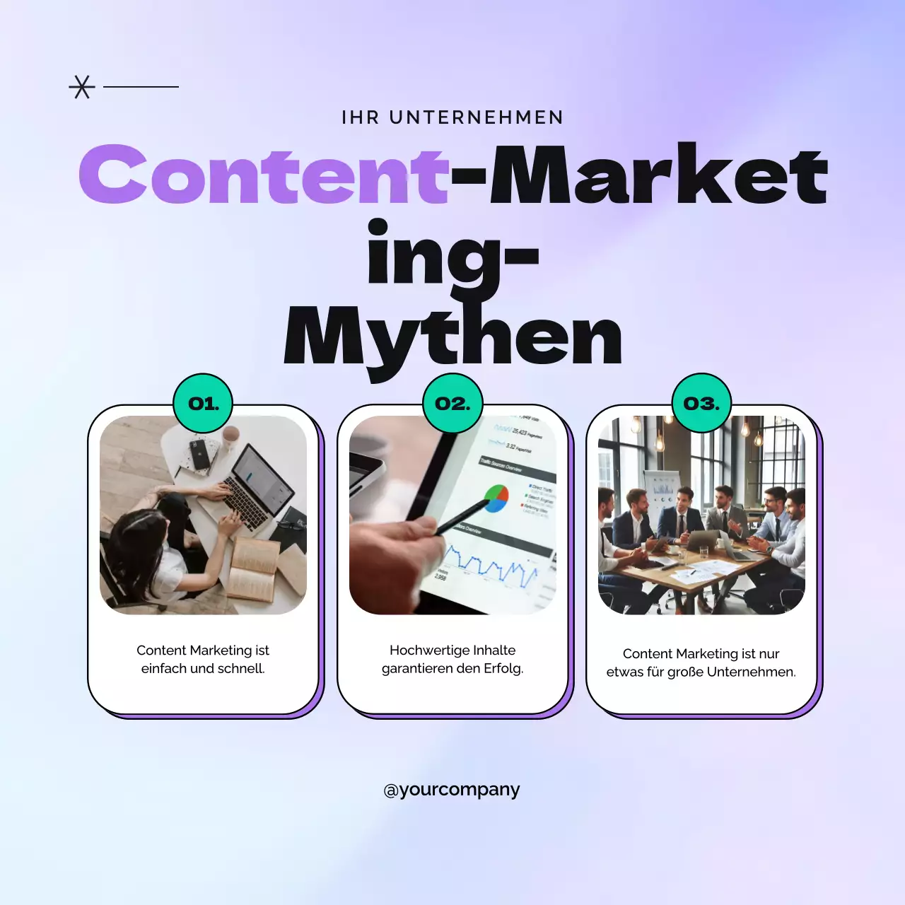 Schwarz und lila Moderne Content-Marketing-Werbung