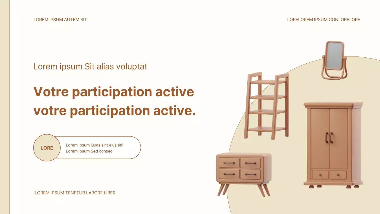 Proposition de salon d'intérieur simple en beige et marron