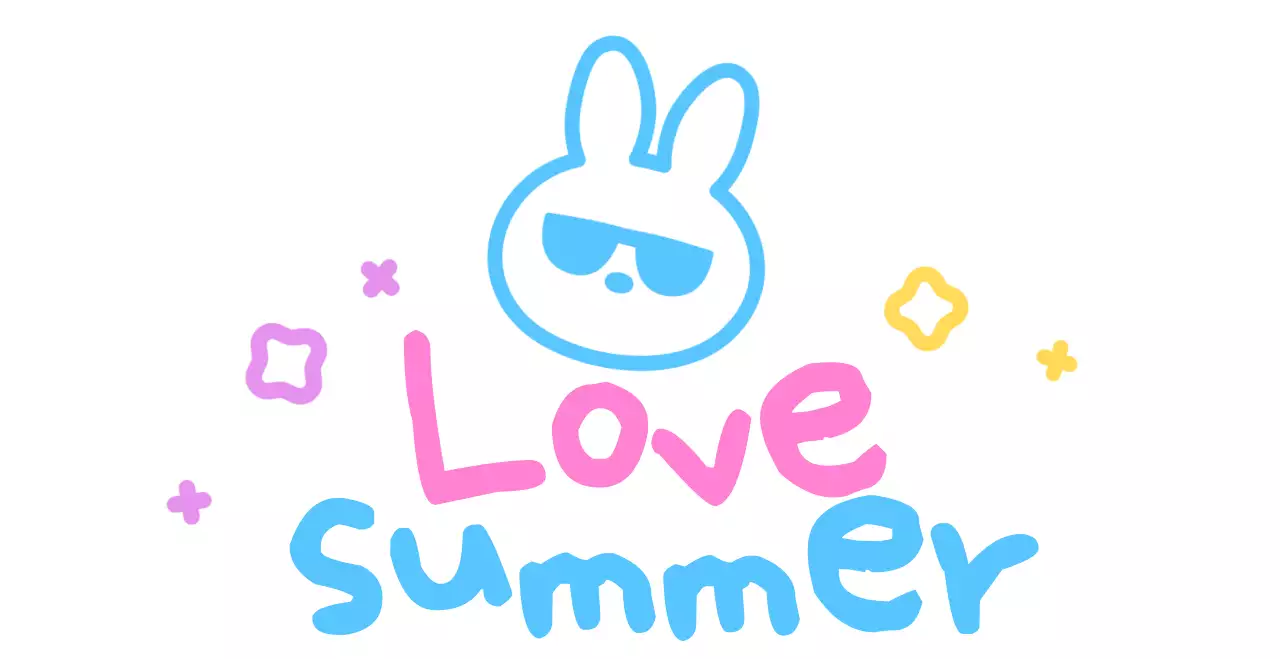 Bunny with cute handwritten summer sunglasses