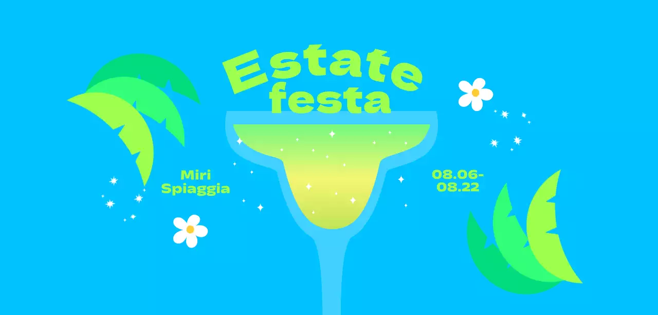 Un festival estivo fresco e rinfrescante con palme e fiori