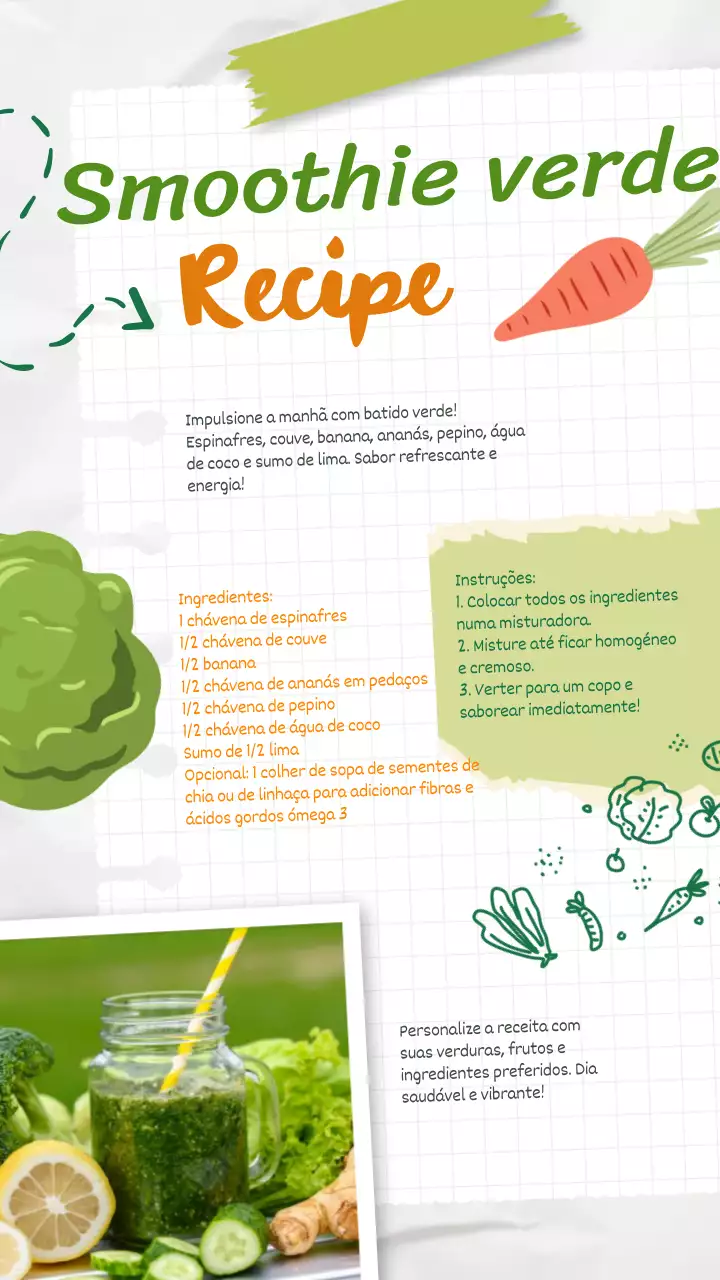 Receita de Smoothie Verde e Castanho Natural Refrescante
