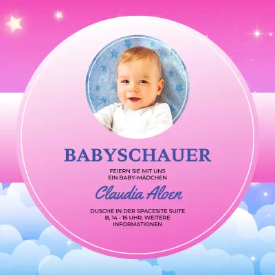 Rosa himmlische Baby-Dusche-Einladung
