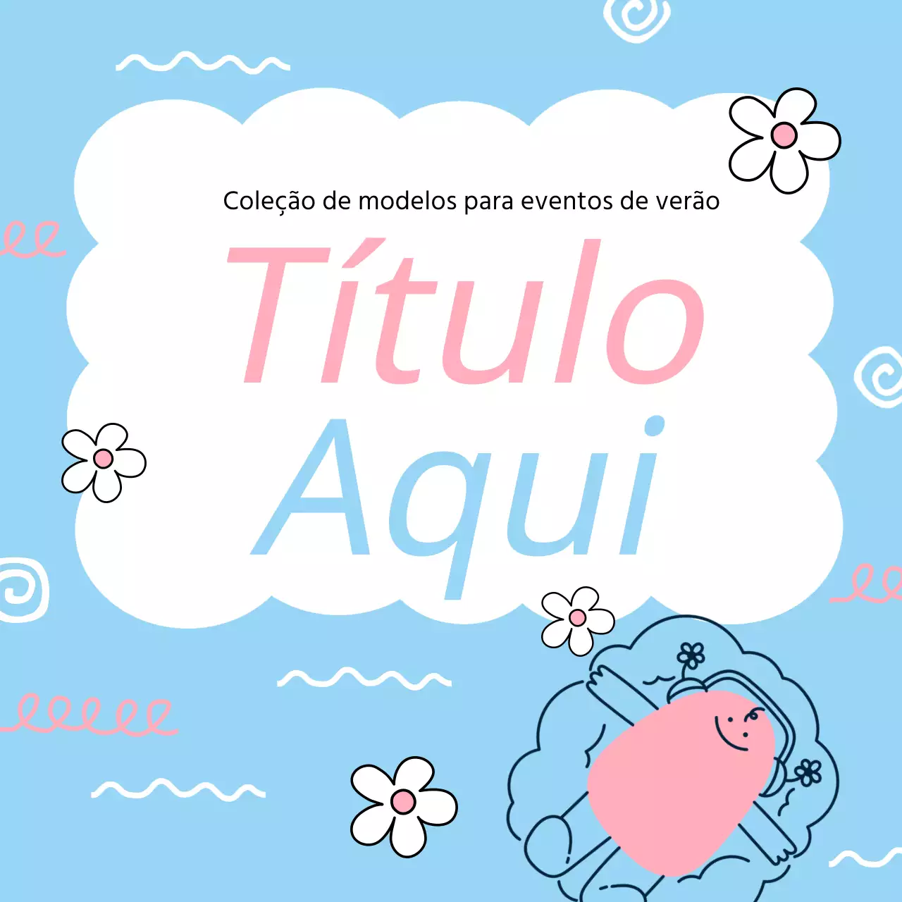 Bonita capa com moldura para o título em azul claro e cor-de-rosa