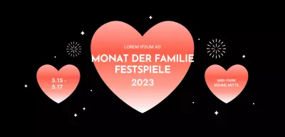 Festival-Design mit Farbverlauf Herzen auf einem schwarzen Hintergrund