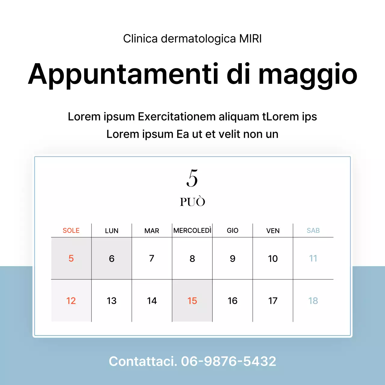 Semplice dermatologia in bianco e azzurro per promuovere la guida informativa dell'ospedale