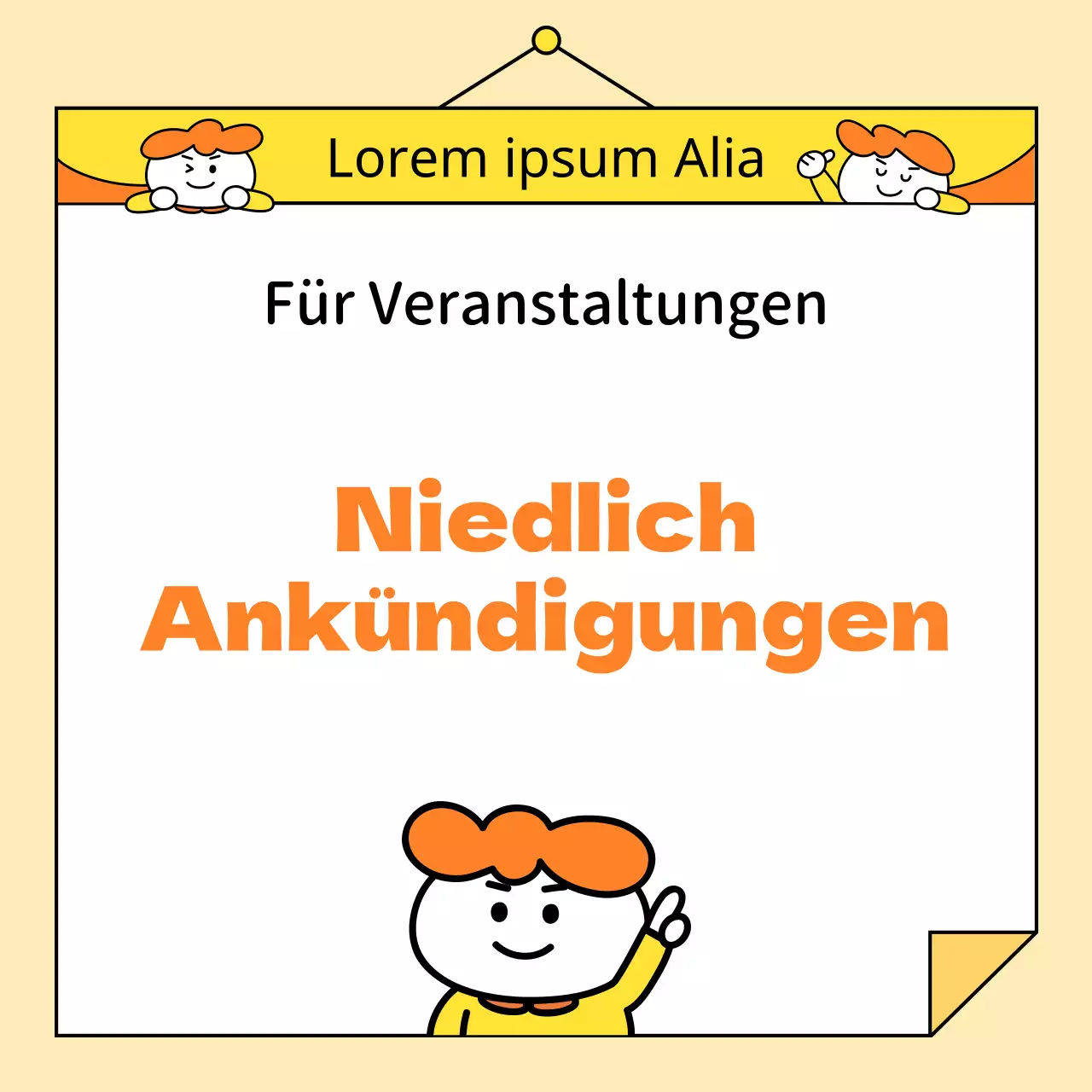 Eine einfache Ankündigung für den Kindertag in Gelb und Orange