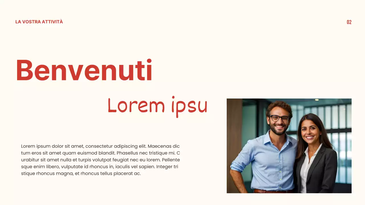 Presentazione del profilo aziendale minimale in rosso e beige