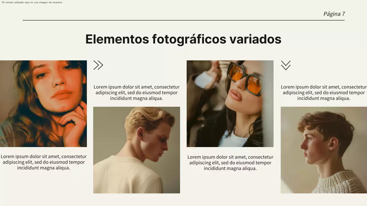 Páginas de presentación de tendencias en beige y negro con varios diseños Presentación de productos