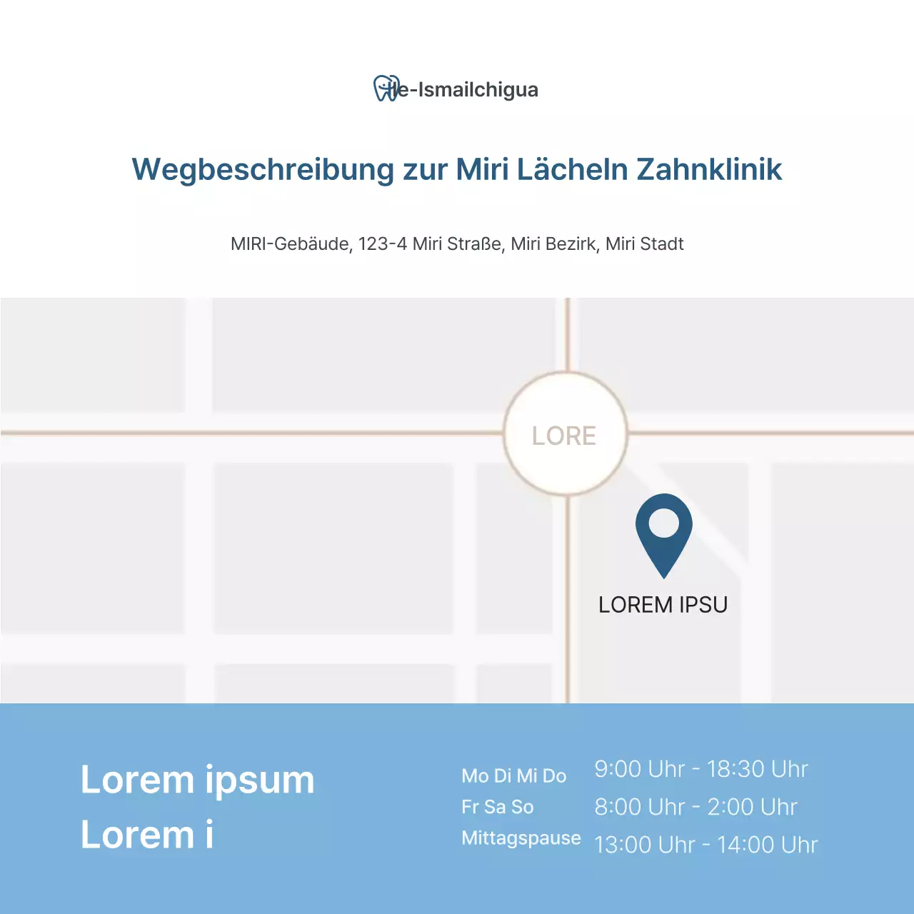 Ein einfaches weißes und hellblaues Social-Media-Kit für das Marketing einer Zahnarztpraxis, um für die Praxis zu werben.