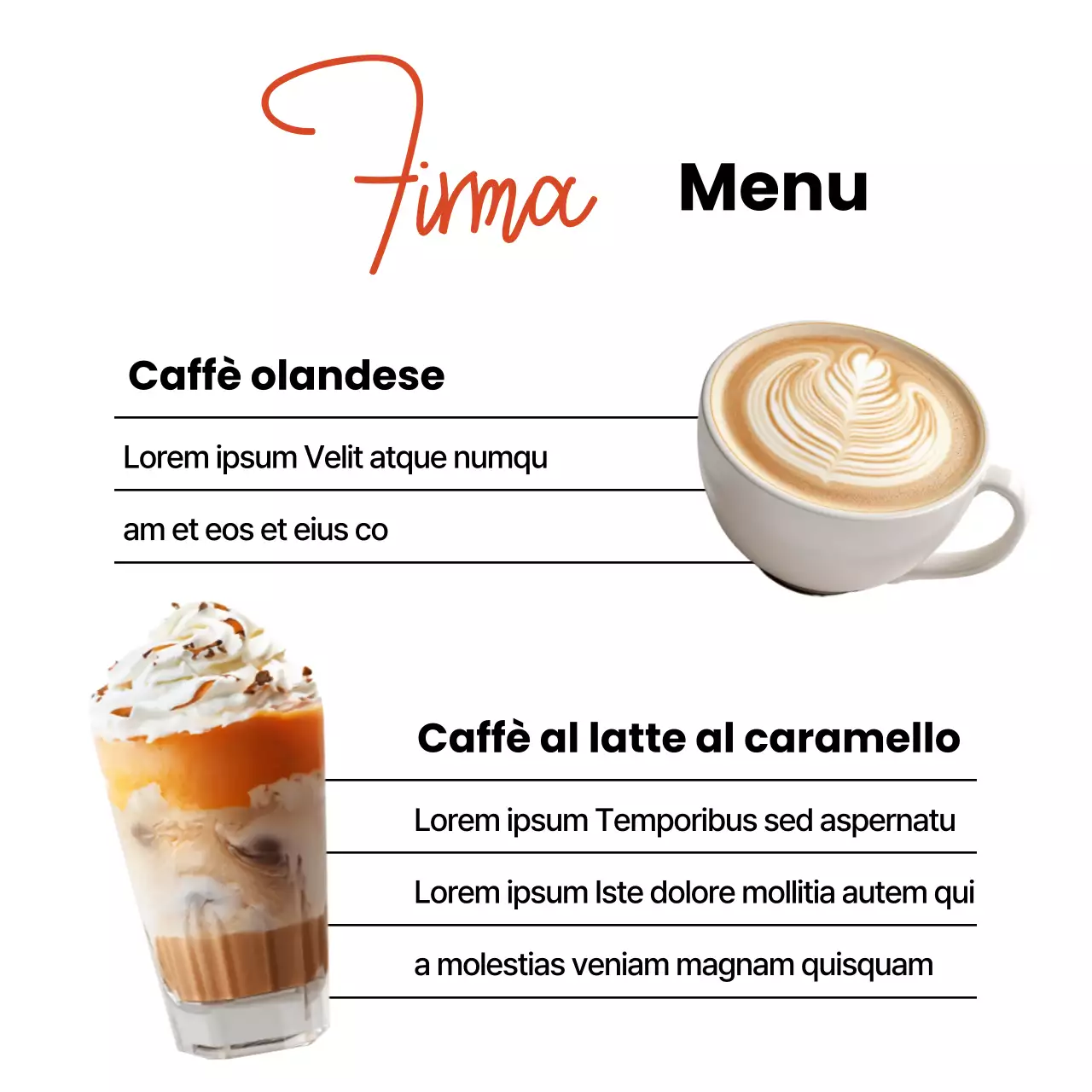 Marchio di una caffetteria moderna in bianco e arancione