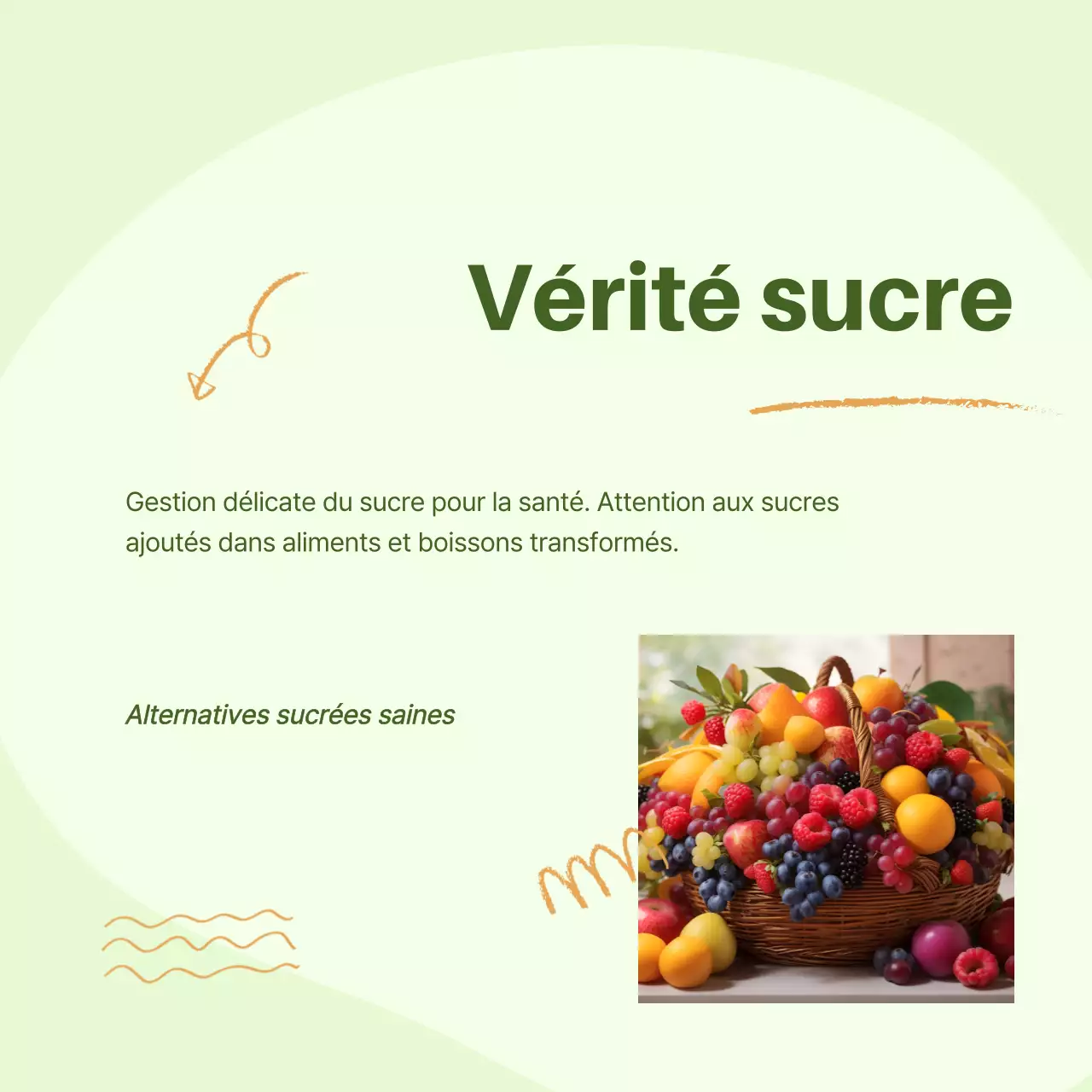 Guide alimentaire vert et orange pour une alimentation saine et moderne