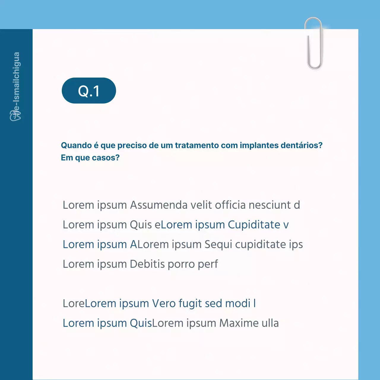 Um consultório dentário simples em branco e azul claro para promover o consultório Q&APromover o consultório