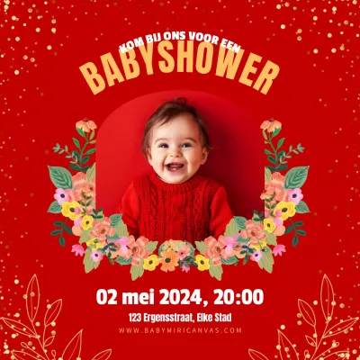 Rood en Geel Warme Baby Shower Uitnodiging