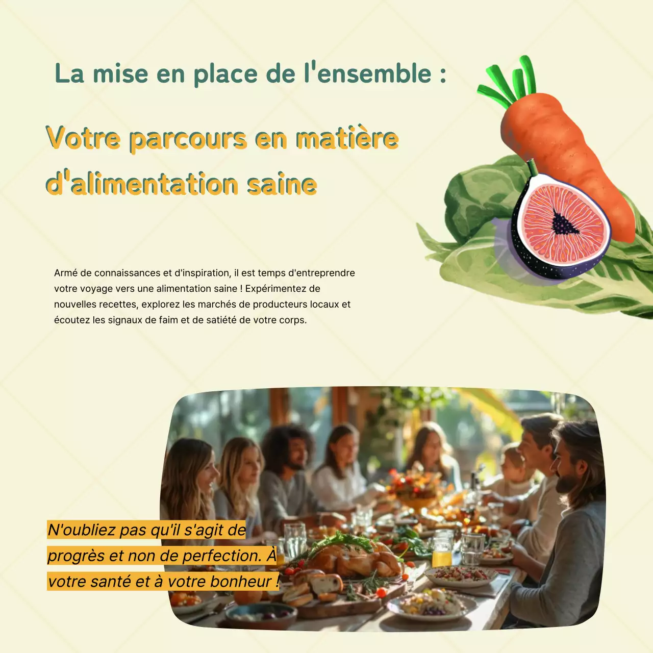 Publicité verte et jaune pour les aliments sains et les régimes alimentaires modernes
